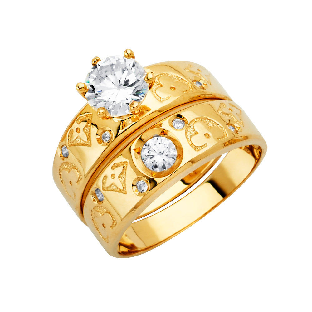 14KY CZ Engagement Ring / Trio Set