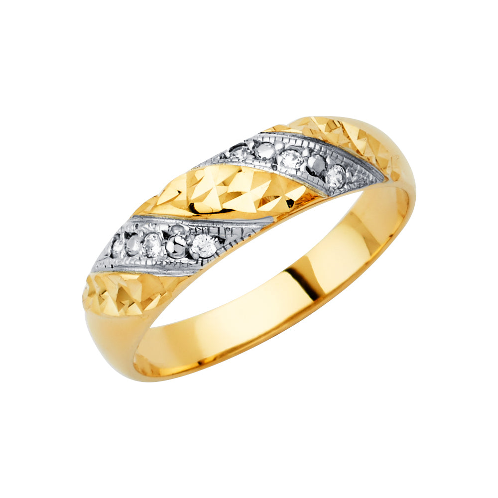 14KY Men's CZ Wedding Band / Trio Set