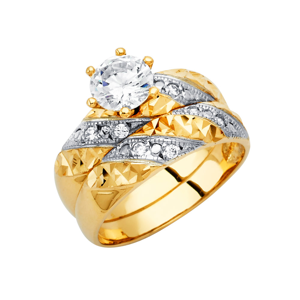 14KY CZ Engagement Ring / Trio Set