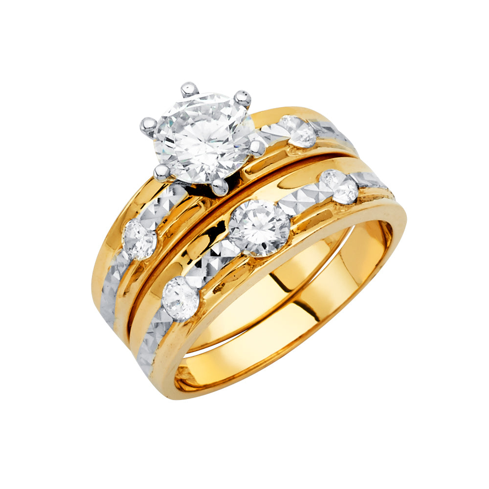 14KY CZ Engagement Ring / Trio Set