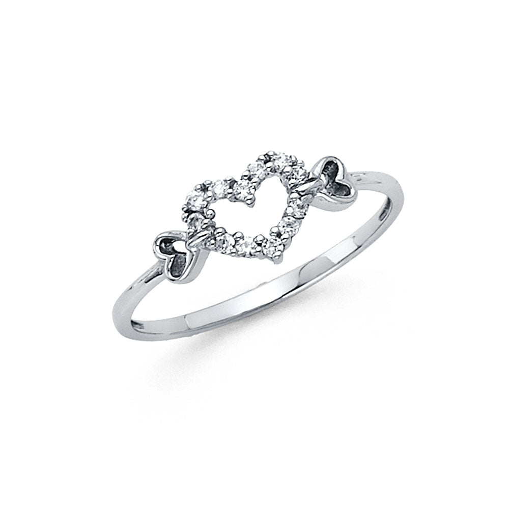 14KW CZ HEART RING