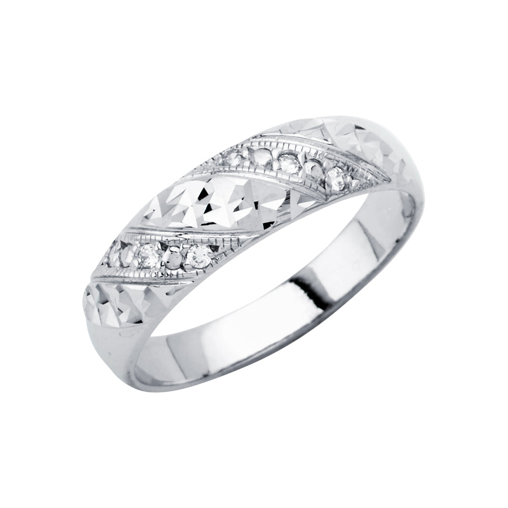 14KW Men's CZ Wedding Band / Trio Set