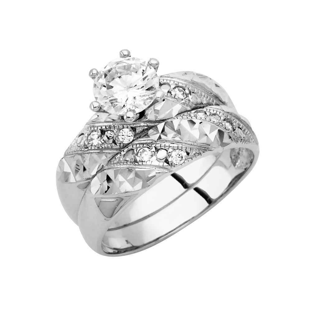 14KW CZ Engagement Ring / Trio Set