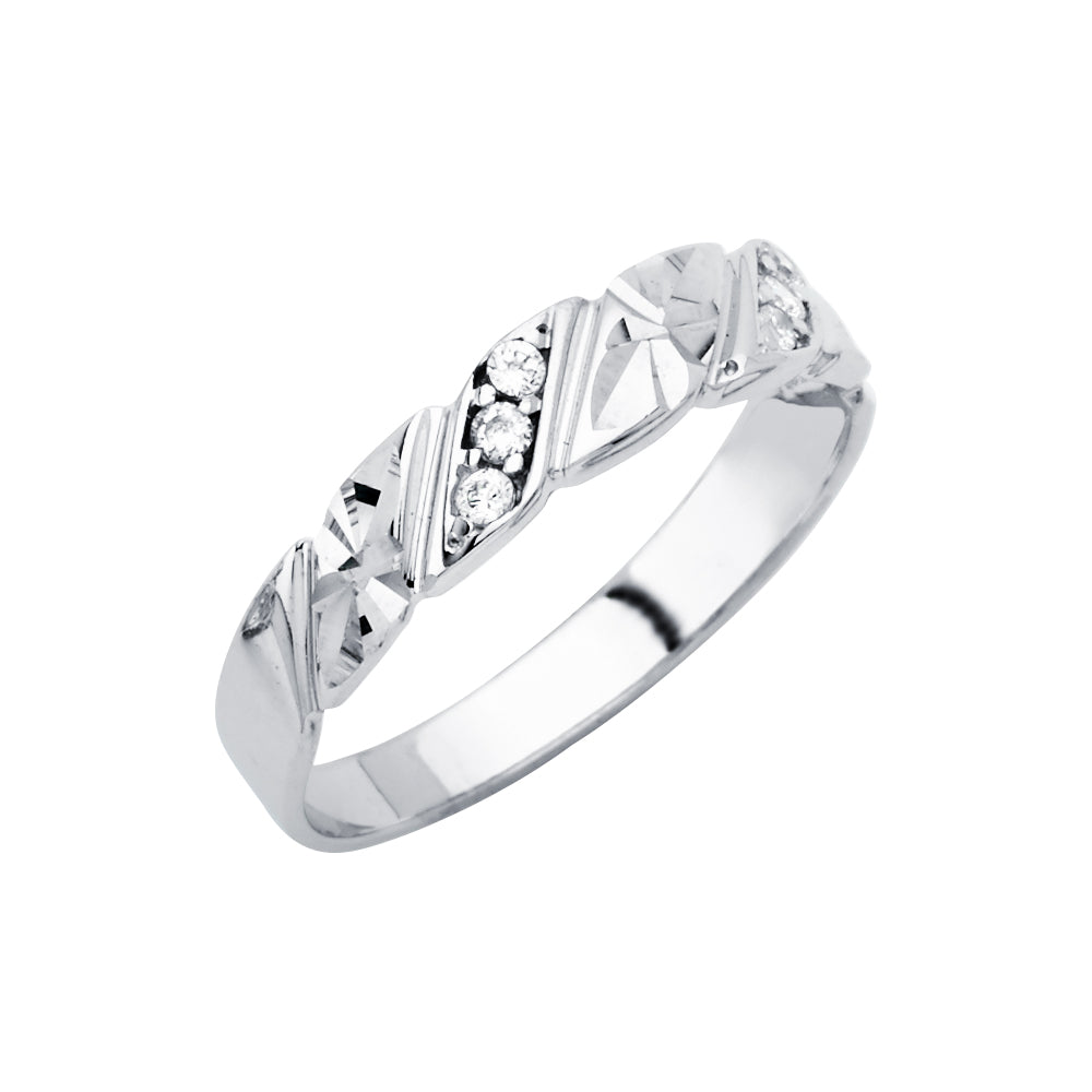 14KW Men's CZ Wedding Band / Trio Set