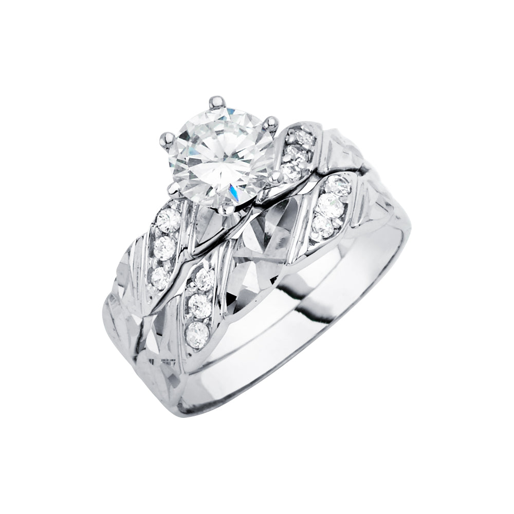 14KW CZ Engagement Ring / Trio Set