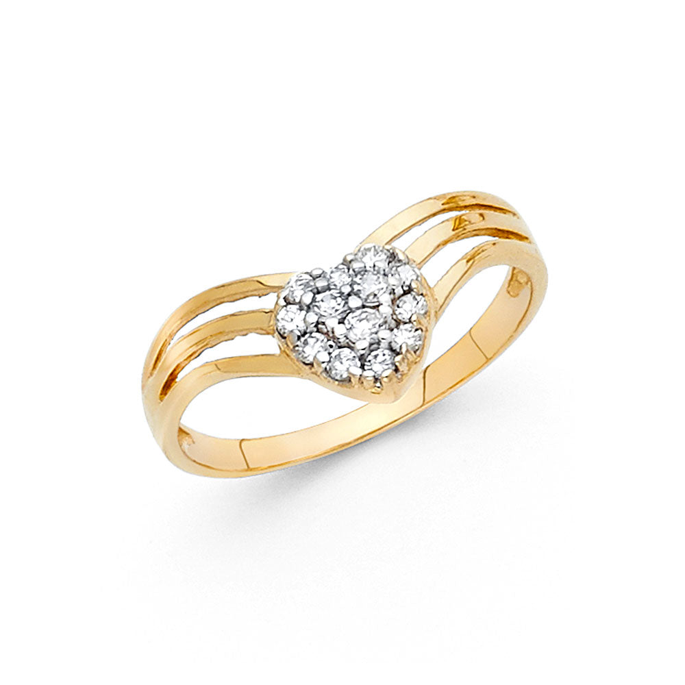 14K 2T HEART CZ RINGS