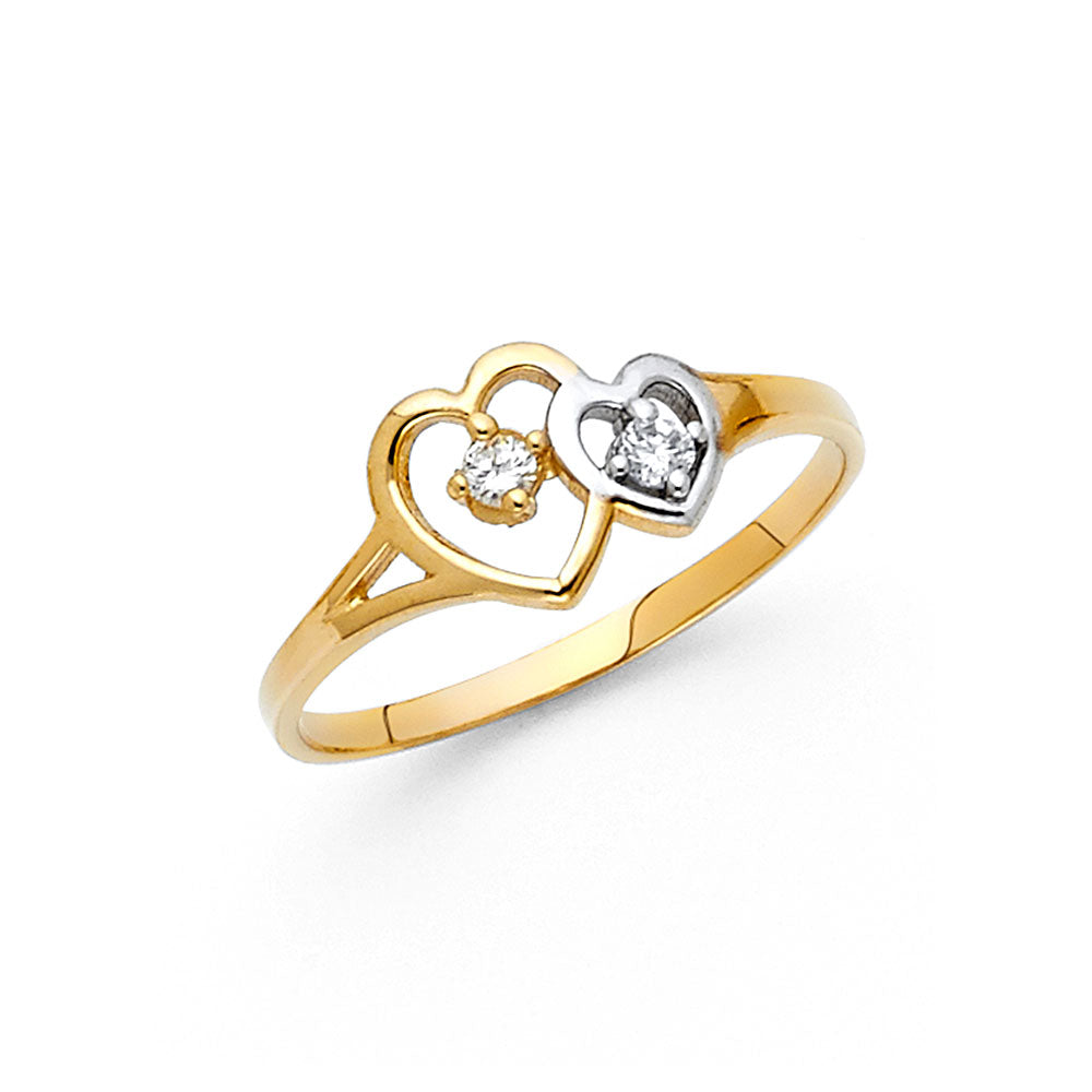 14K 2T HEART CZ RINGS