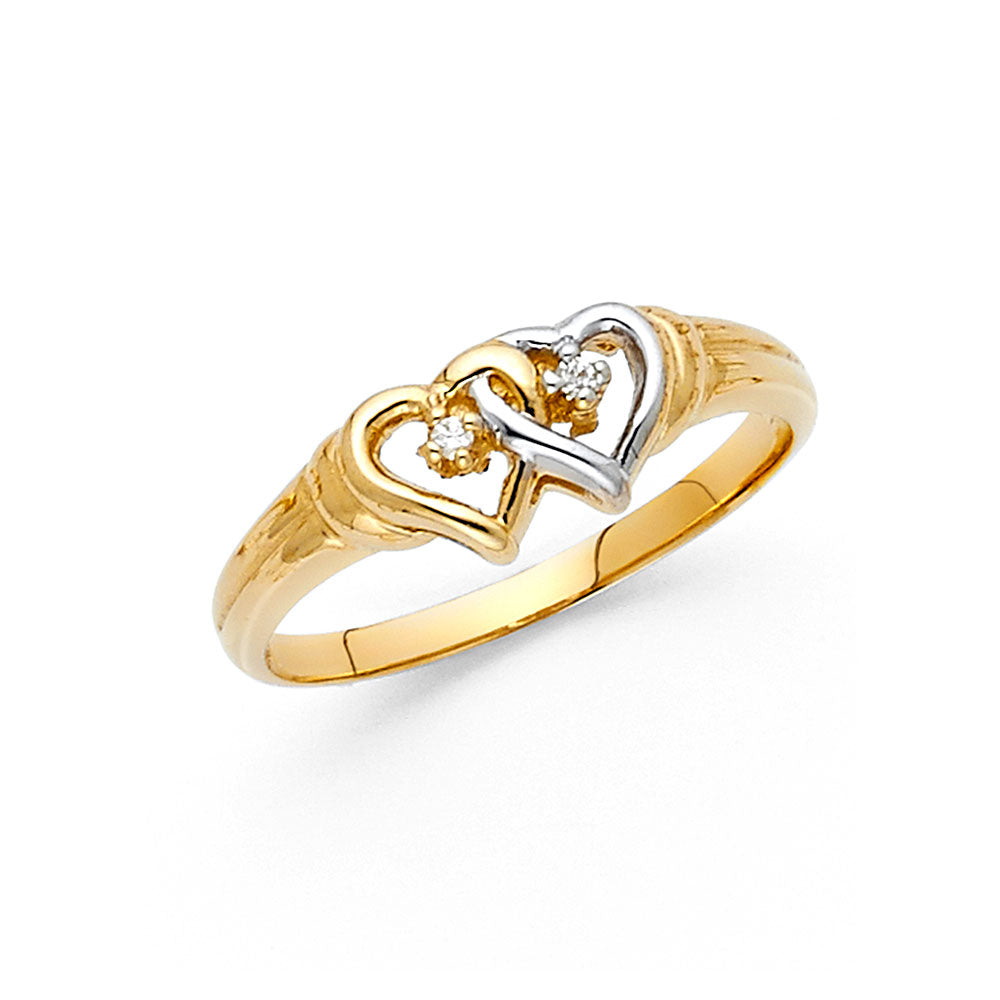 14K 2T HEART CZ RINGS
