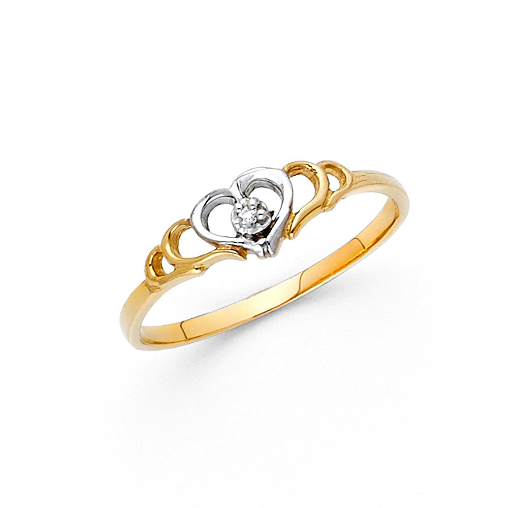14K 2T HEART CZ RINGS