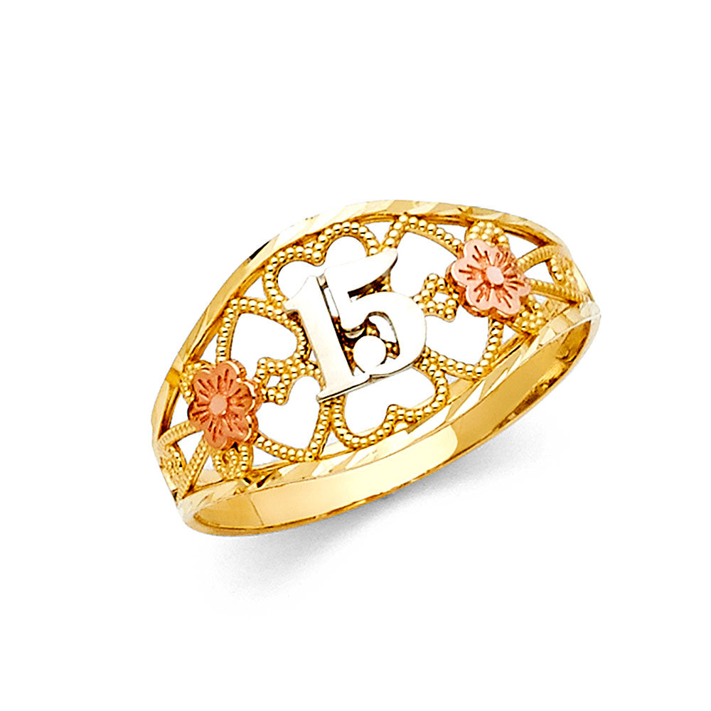 14K 3C 15 YRS RINGS