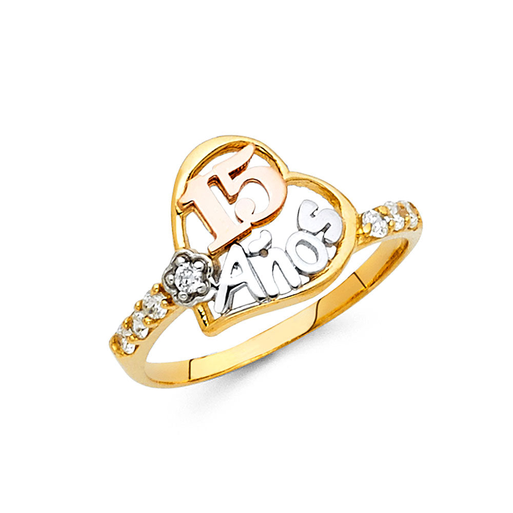 14K 3C 15 YRS CZ RINGS
