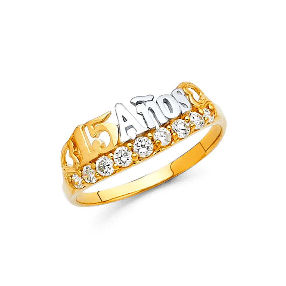 14K 2T 15 YRS CZ RINGS