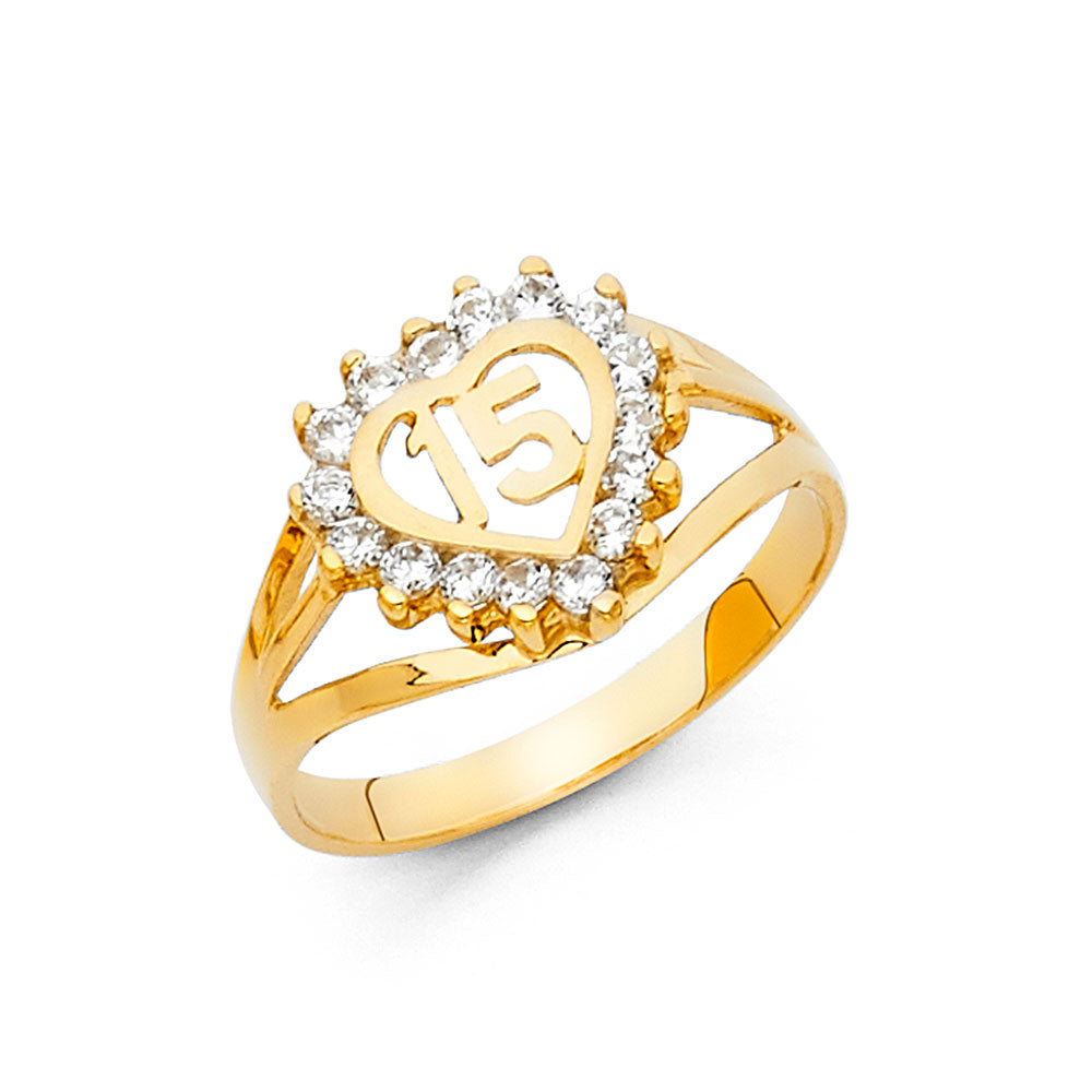 14K 15 YRS CZ RINGS