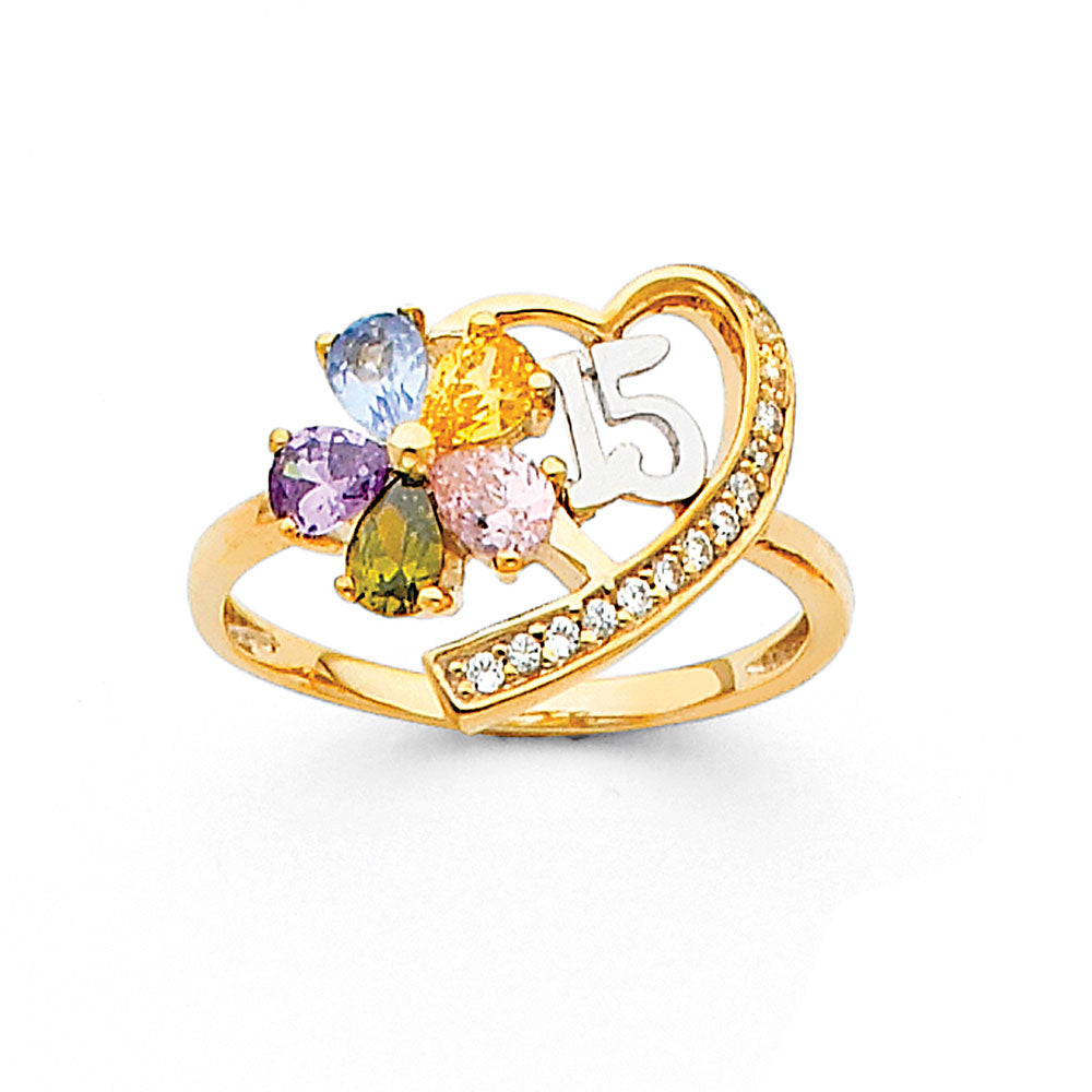 14K 2T 15 YR CZ RINGS