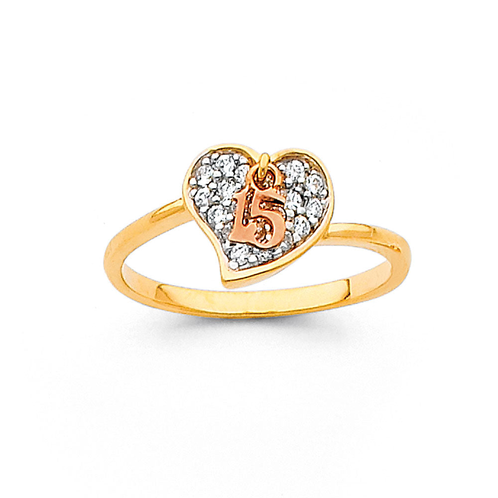 14K 2T 15 YR CZ RINGS