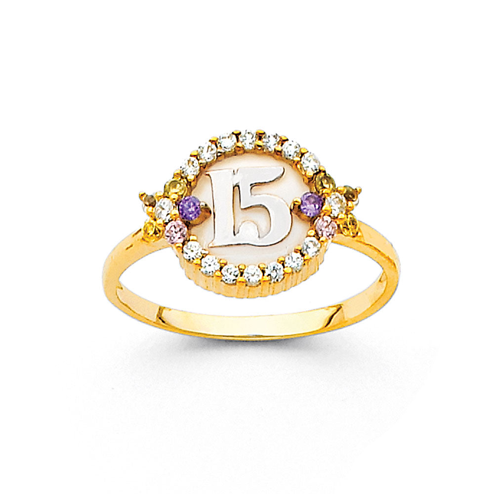 14K 2T 15 YR CZ RINGS