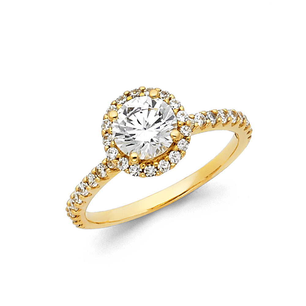 14KY RD CZ ENG RING W/RD SIDE