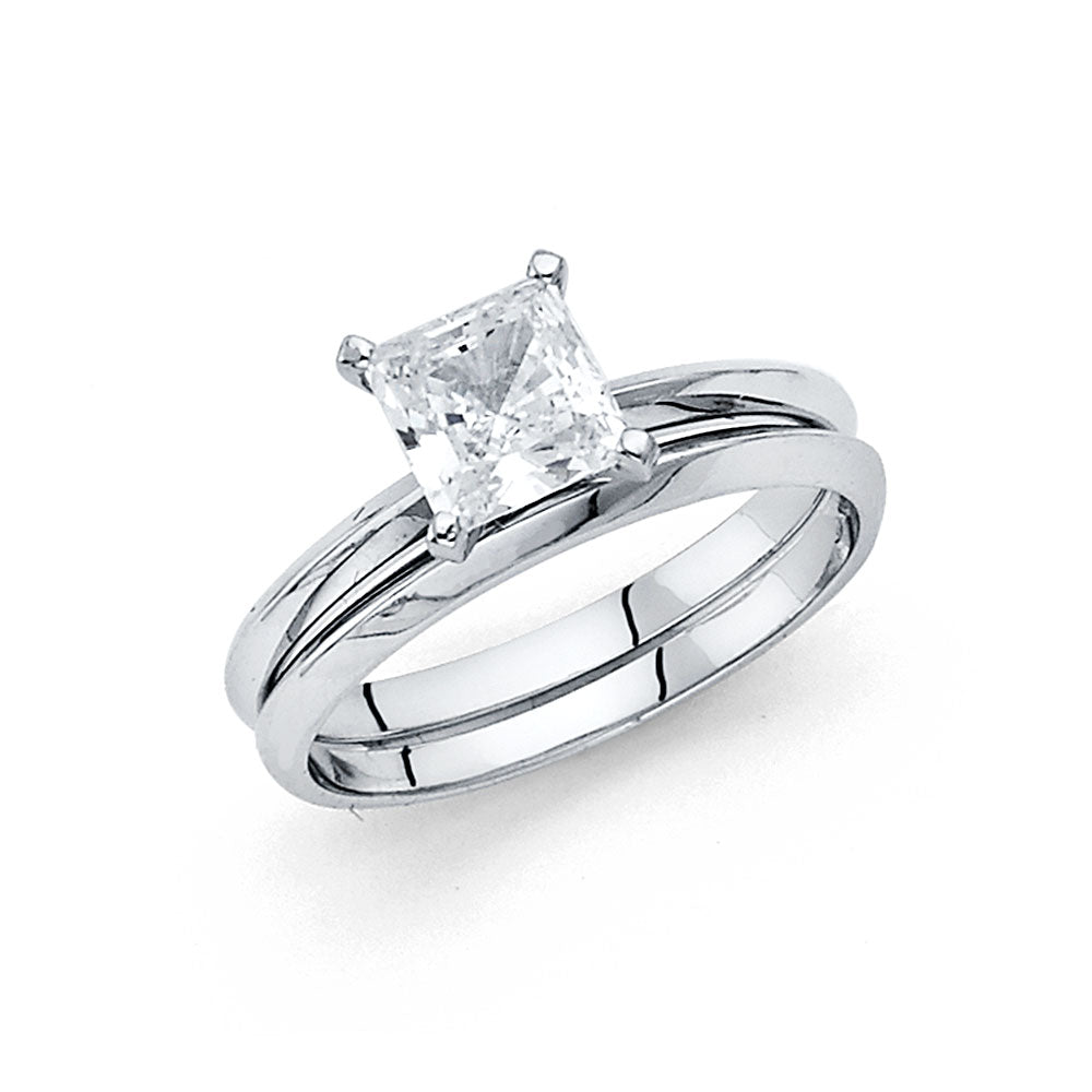 14KW SQ CZ SOLITAIRE ENGAGE RING
