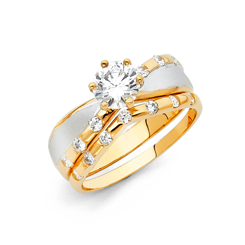 14K 2T CZ ENG RING