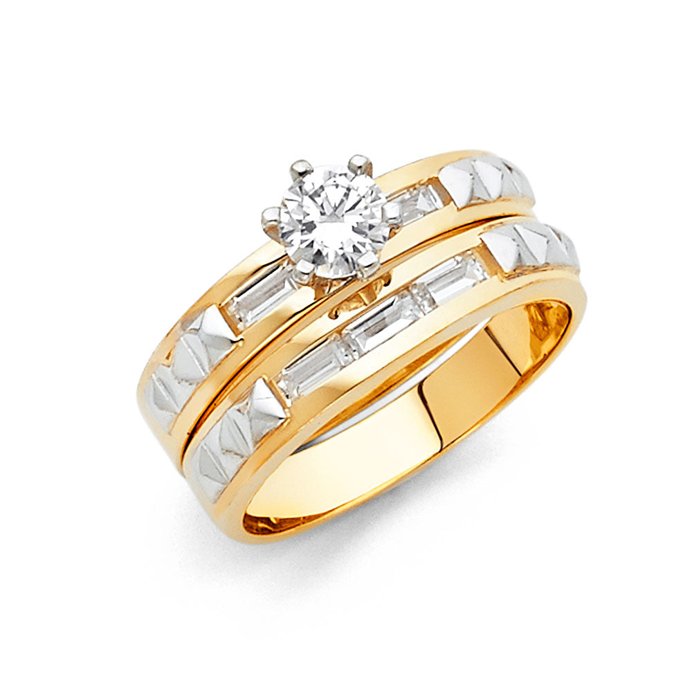 14K 2T CZ ENG RING