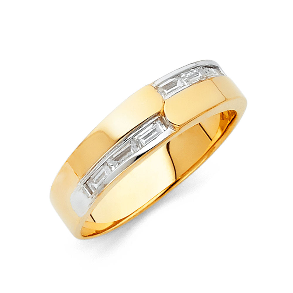 14KY CZ MENS WED BAND