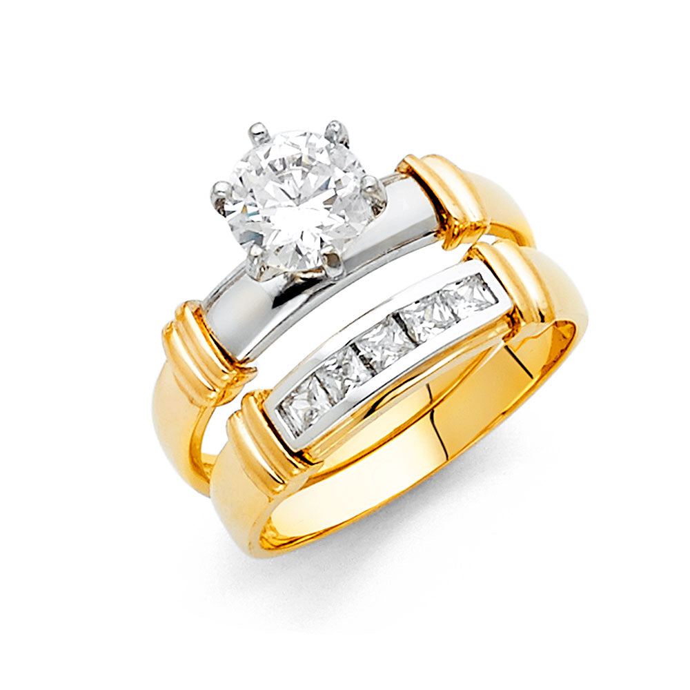 14K 2T CZ ENG RING