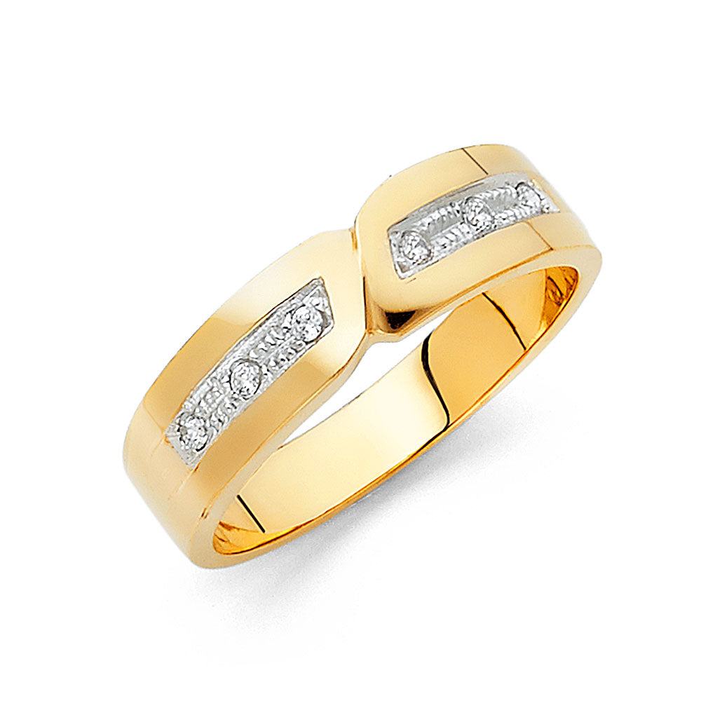 14KY CZ MENS WED BAND