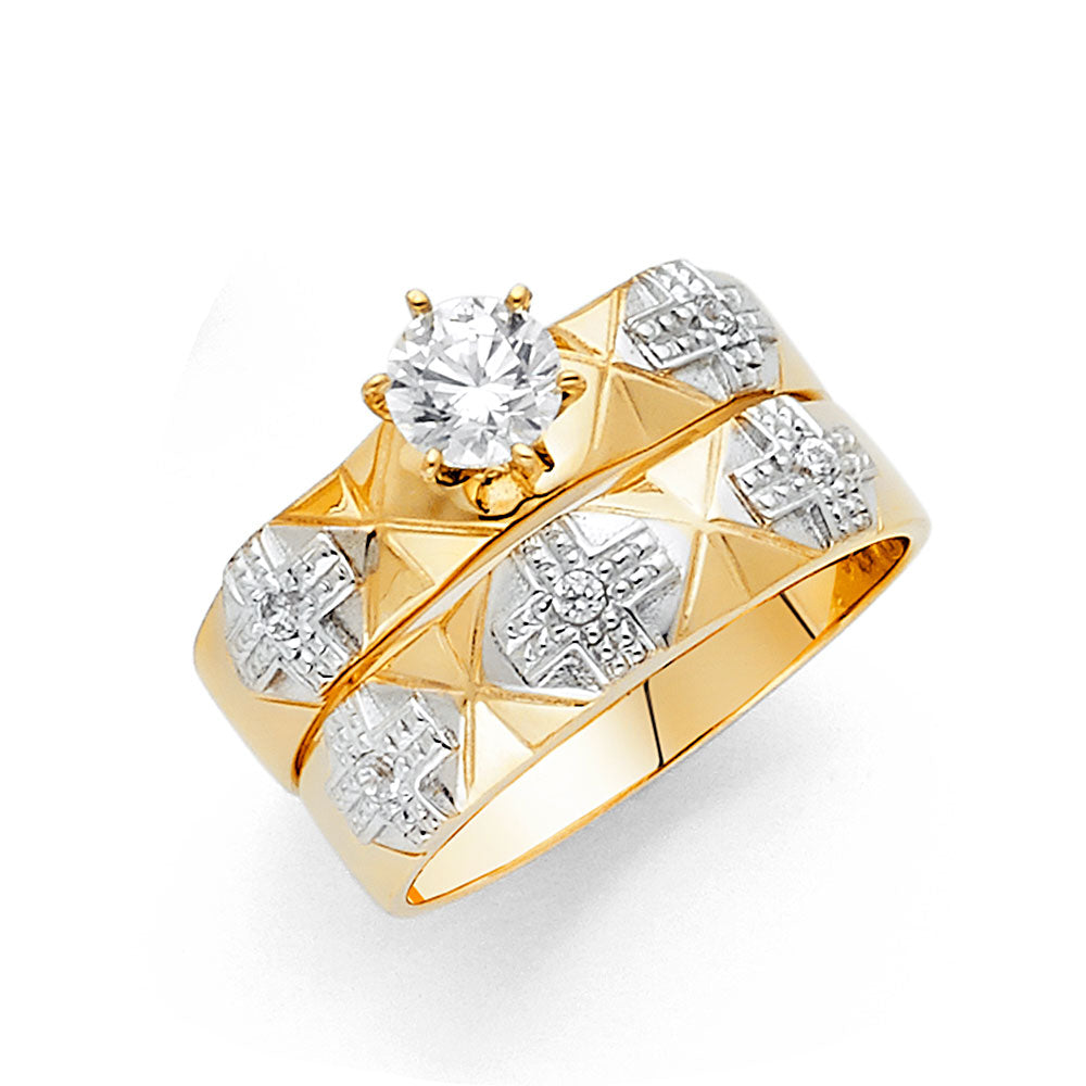 14K 2T CZ ENG RING