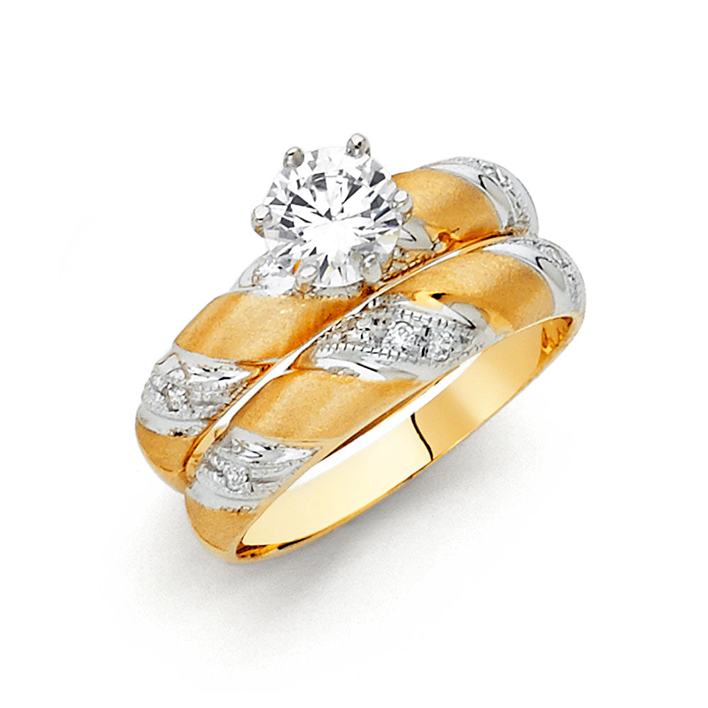 14K 2T CZ ENG RING