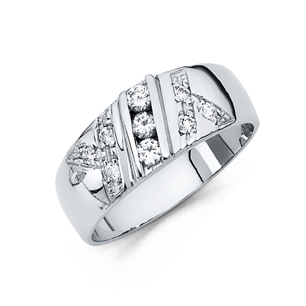 14KW CZ MENS WED BAND