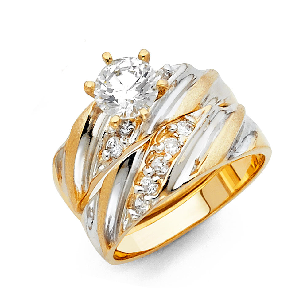 14K 2T CZ ENG RING