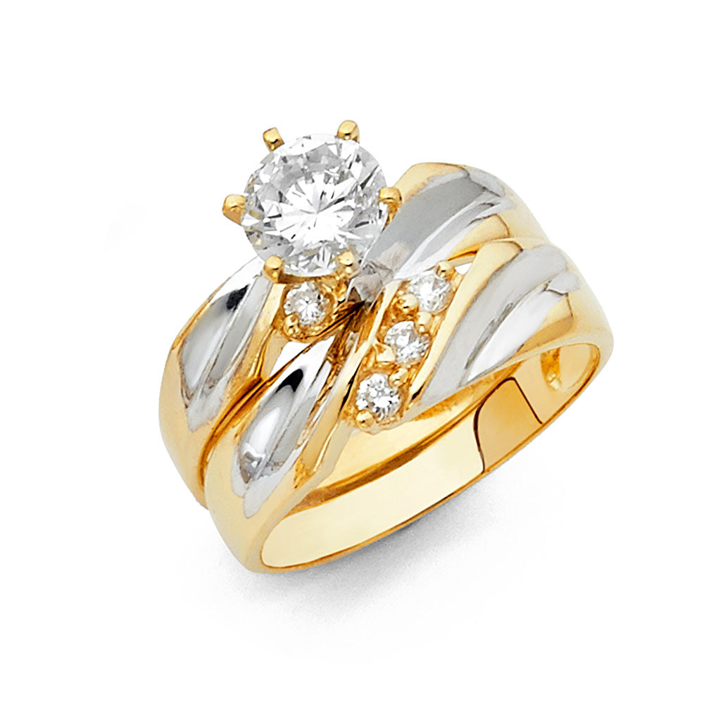 14K 2T CZ ENG RING